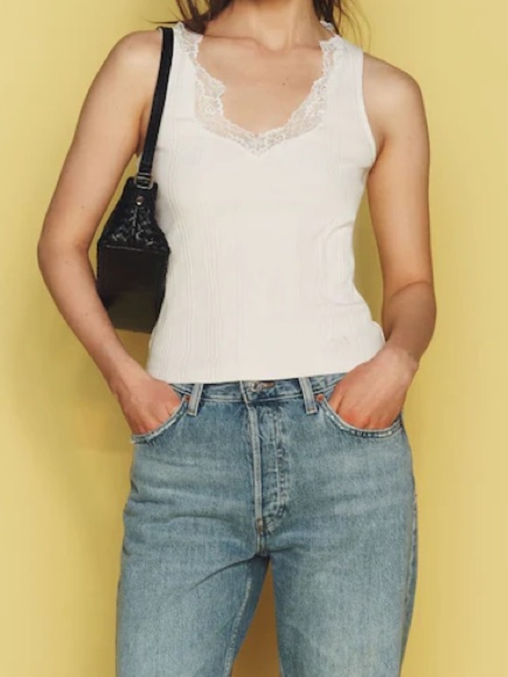 Anthropologie Maeve Lace V-Neck Tank Top - size XL